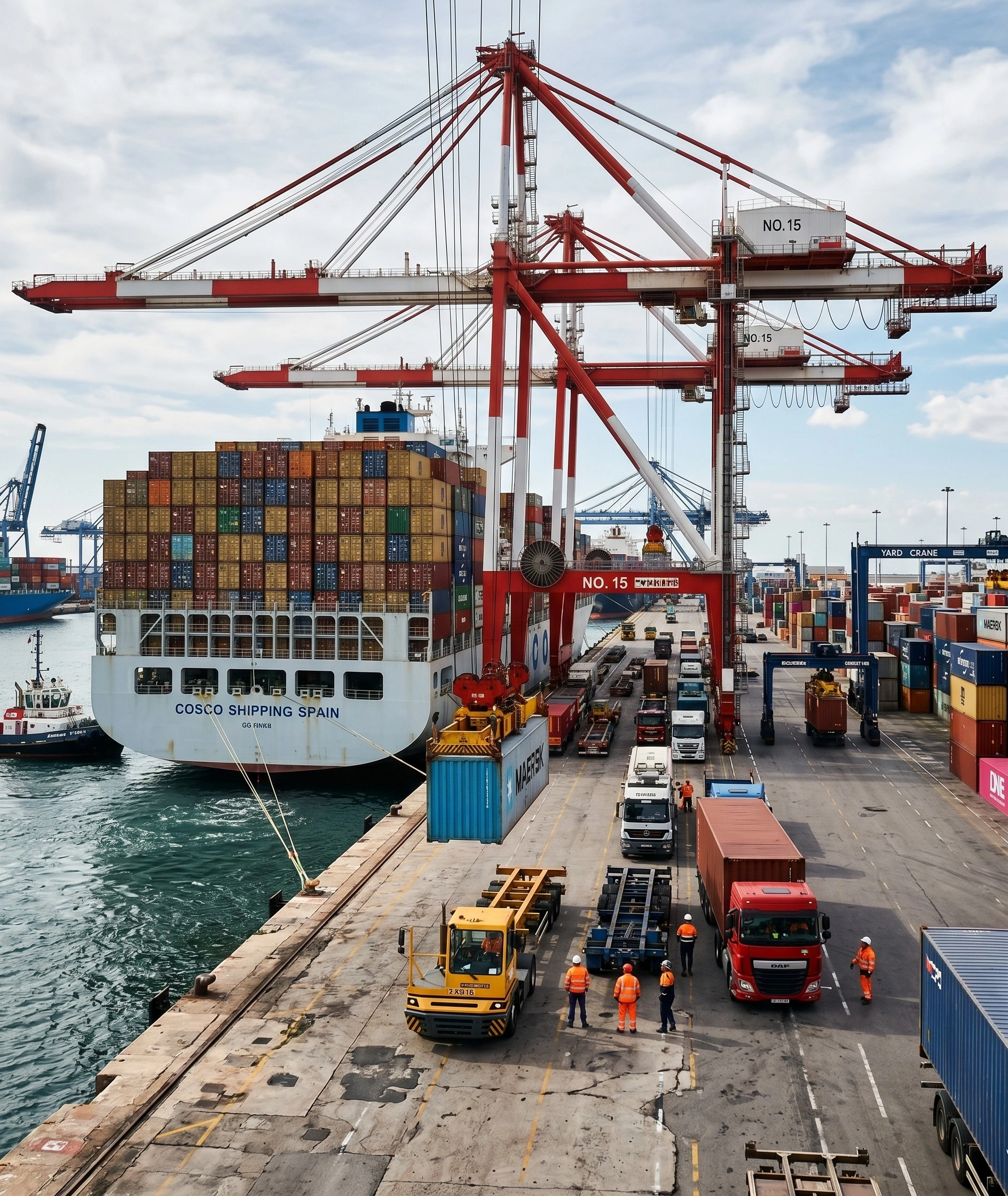 Operación portuaria: grúas y contenedores en movimiento
